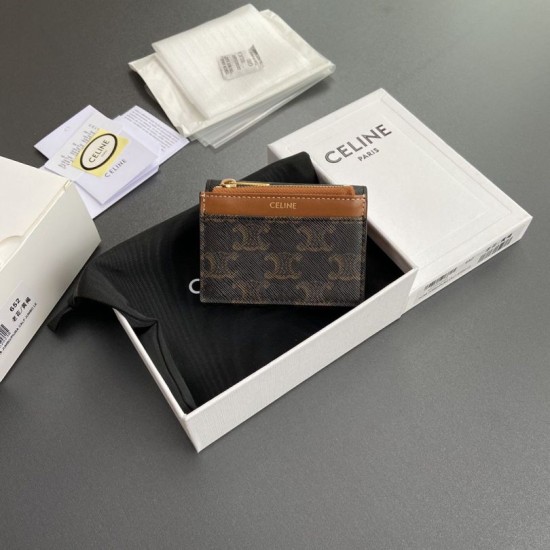 1:1 Replica Celine Compact Wallet with Triomphe Coin Knockoff