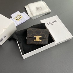 1:1 Replica Celine Compact Wallet with Triomphe Coin Knockoff