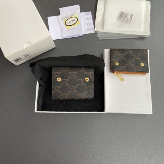 1:1 Replica Celine Compact Wallet with Triomphe Coin Knockoff