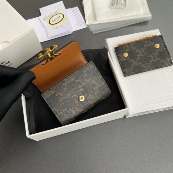 1:1 Replica Celine Compact Wallet with Triomphe Coin Knockoff