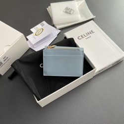 1:1 Replica Celine Compact Wallet with Triomphe Coin Purse Blue Knockoff