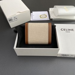 1:1 Replica Celine Small Flap Wallet Triomphe Calfskin Brown Knockoff