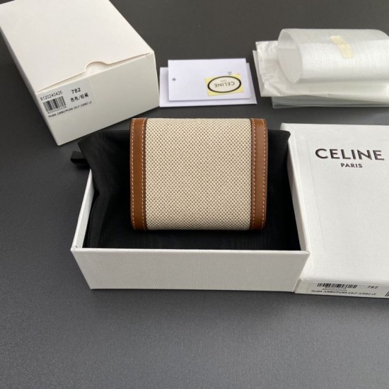 1:1 Replica Celine Small Flap Wallet Triomphe Calfskin Brown Knockoff