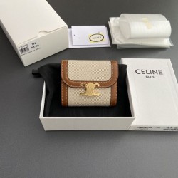 1:1 Replica Celine Small Flap Wallet Triomphe Calfskin Brown Knockoff