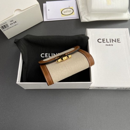 1:1 Replica Celine Small Flap Wallet Triomphe Calfskin Brown Knockoff