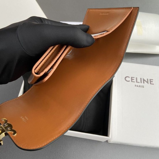 1:1 Replica Celine Small Flap Wallet Triomphe Calfskin Brown Knockoff