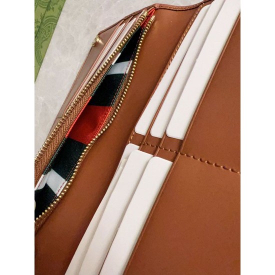 1:1 Replica Gucci Continental Wallet with GG Emblem 821802 Brown Knockoff