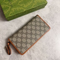 1:1 Replica Gucci GG Supreme Zip Around Wallet 821803 Brown Knockoff