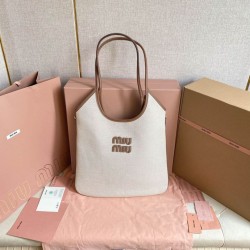 1:1 Replica Miu Miu Crossbody Bag Ivy denim with leather trim 5BG231 White Knockoff