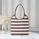 1:1 Replica Miu Miu Ivy striped canvas and leather shoulder bag 5BG231 light coffee Knockoff