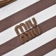 1:1 Replica Miu Miu Ivy striped canvas and leather shoulder bag 5BG231 light coffee Knockoff