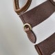 1:1 Replica Miu Miu Ivy striped canvas and leather shoulder bag 5BG231 light coffee Knockoff