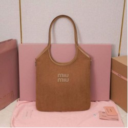 1:1 Replica Miu Miu Ivy Corduroy Hobo/Shoulder Bag 5BG231 Brown Knockoff