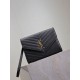 1:1 Replica YSL Saint Laurent Grain De Poudre Matelassé Chevron Envelope Clutch Black Knockoff