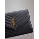 1:1 Replica YSL Saint Laurent Grain De Poudre Matelassé Chevron Envelope Clutch Black Knockoff