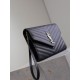 1:1 Replica YSL Saint Laurent Grain De Poudre Matelassé Chevron Envelope Clutch Black Knockoff
