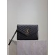 1:1 Replica YSL Saint Laurent Grain De Poudre Matelassé Chevron Envelope Clutch Black Knockoff