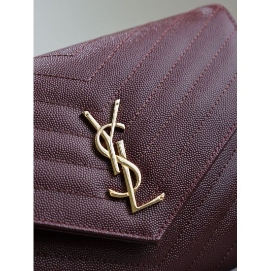 1:1 Replica YSL Saint Laurent Grain De Poudre Matelassé Chevron Envelope Clutch Burgundy Knockoff