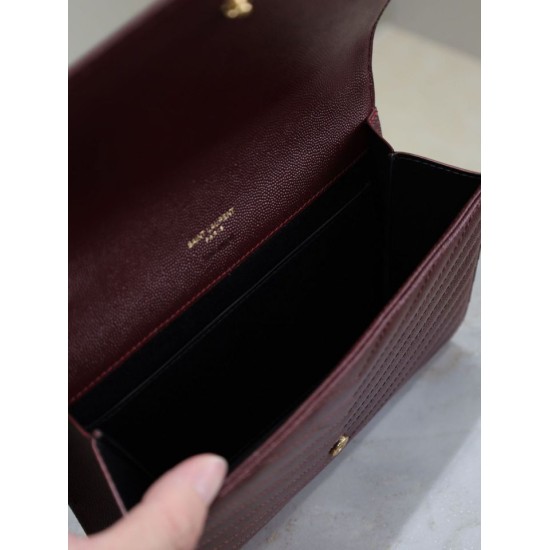 1:1 Replica YSL Saint Laurent Grain De Poudre Matelassé Chevron Envelope Clutch Burgundy Knockoff