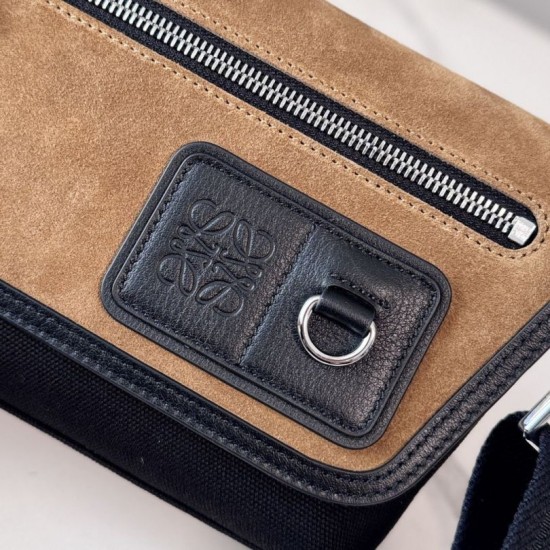 AAA Replica LOEWE Mini Flex Canvas and Suede Shoulder Bag Brown/Black 1:1 Replica LOEWE Mini Flex Canvas and Suede Shoulder Bag Brown/Black Knockoff