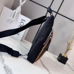 1:1 Replica Loewe Flex Canvas and Suede Shoulder Bags Brown/Black Knockoff