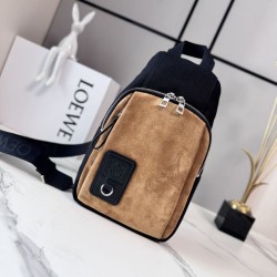 1:1 Replica Loewe Flex Canvas and Suede Shoulder Bags Brown/Black Knockoff