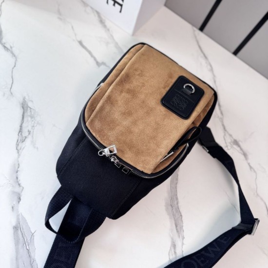 AAA Replica Loewe Flex Canvas and Suede Shoulder Bags Brown/Black 1:1 Replica Loewe Flex Canvas and Suede Shoulder Bags Brown/Black Knockoff