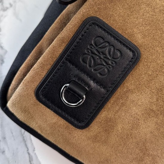 AAA Replica Loewe Flex Canvas and Suede Shoulder Bags Brown/Black 1:1 Replica Loewe Flex Canvas and Suede Shoulder Bags Brown/Black Knockoff