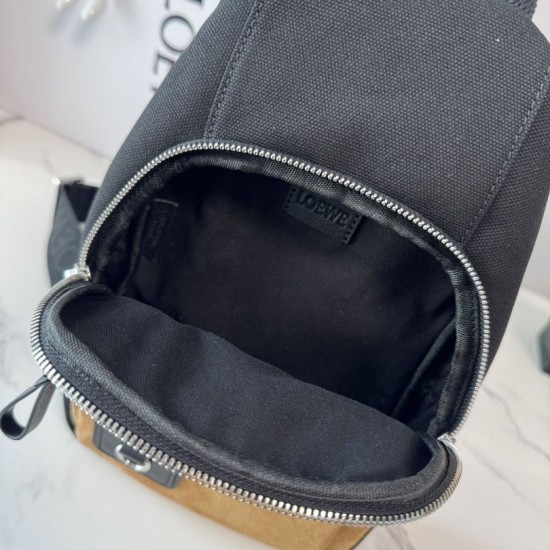 AAA Replica Loewe Flex Canvas and Suede Shoulder Bags Brown/Black 1:1 Replica Loewe Flex Canvas and Suede Shoulder Bags Brown/Black Knockoff