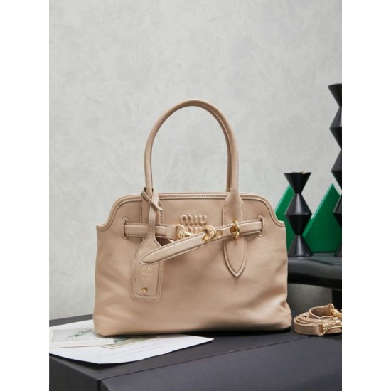 AAA Replica Miu Miu Adventure Leather Tote Bags White 5BA292 Cream 1:1 Replica Miu Miu Adventure Leather Tote Bags White 5BA292 Cream Knockoff