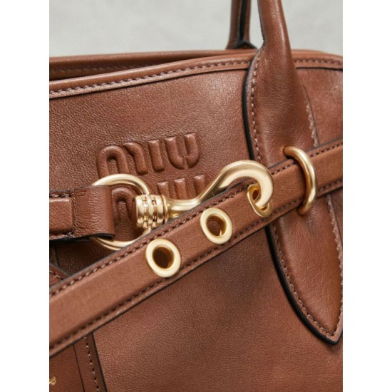 AAA Replica Miu Miu Adventure Leather Tote Bags Brown 5BA292 1:1 Replica Miu Miu Adventure Leather Tote Bags Brown 5BA292 Knockoff