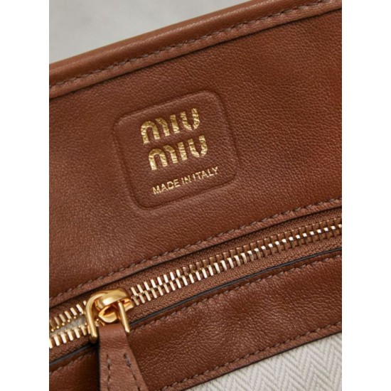 AAA Replica Miu Miu Adventure Leather Tote Bags Brown 5BA292 1:1 Replica Miu Miu Adventure Leather Tote Bags Brown 5BA292 Knockoff