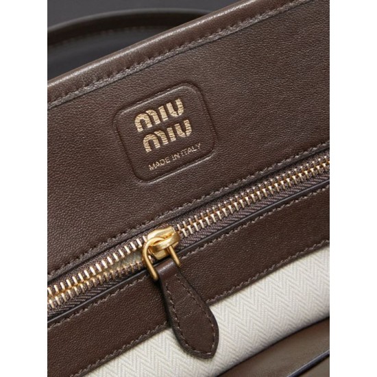 AAA Replica Miu Miu Adventure Leather Tote Bag 5BA292 Coffee 1:1 Replica Miu Miu Adventure Leather Tote Bag 5BA292 Coffee Knockoff