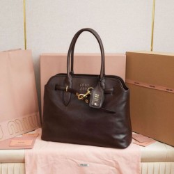 AAA Replica Miu Miu Adventure Nappa Tote Bag Brown 1:1 Replica Miu Miu Adventure Nappa Tote Bag Brown Knockoff