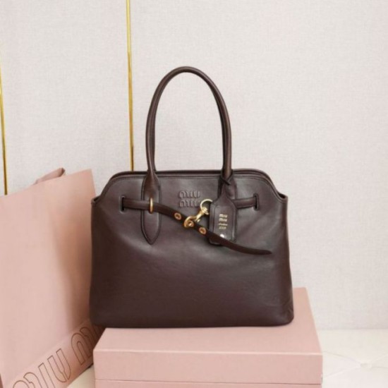 AAA Replica Miu Miu Adventure Nappa Tote Bag Brown 1:1 Replica Miu Miu Adventure Nappa Tote Bag Brown Knockoff