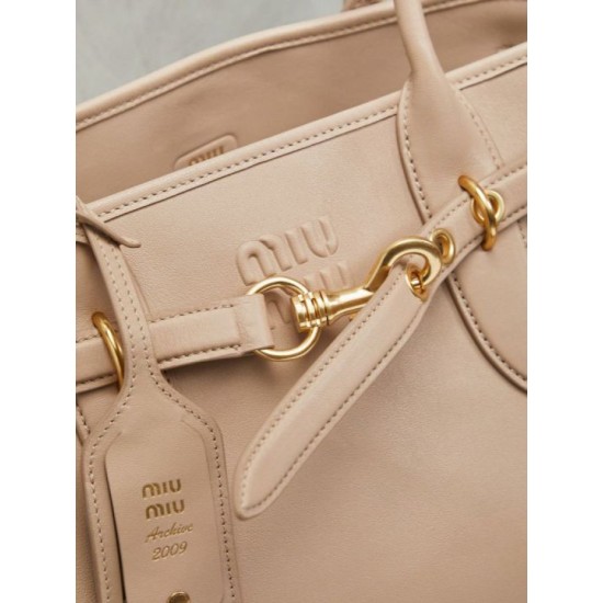AAA Replica Miu Miu Adventure Nappa Tote Bag 5BG310 Cream 1:1 Replica Miu Miu Adventure Nappa Tote Bag 5BG310 Cream Knockoff