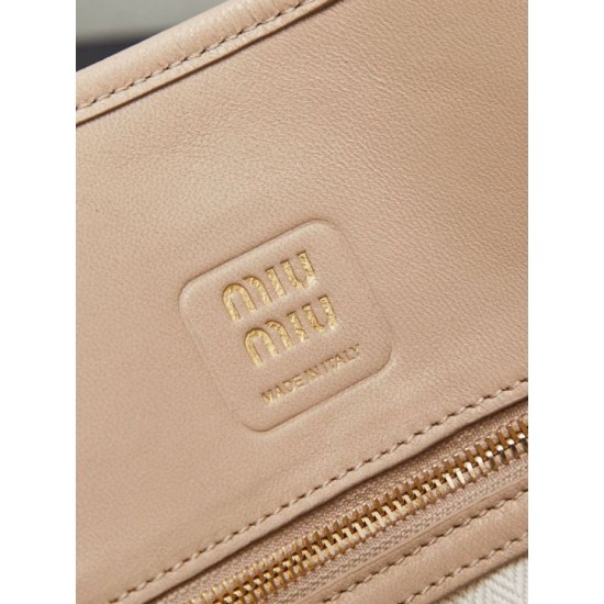 AAA Replica Miu Miu Adventure Nappa Tote Bag 5BG310 Cream 1:1 Replica Miu Miu Adventure Nappa Tote Bag 5BG310 Cream Knockoff