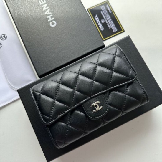 1:1 Replica Chanel Timeless/Classique Wallet Quilted Leather Black Knockoff