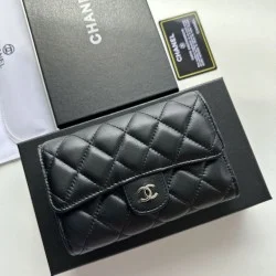 1:1 Replica Chanel Timeless/Classique Wallet Quilted Leather Black Knockoff