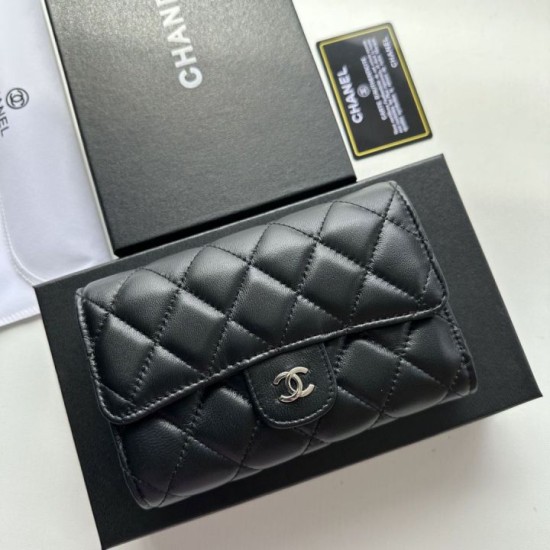 1:1 Replica Chanel Timeless/Classique Wallet Quilted Leather Black Knockoff