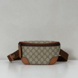 1:1 Replica Small Bum Bag Gucci Men's GG Emblem 821165 Brown Knockoff