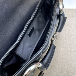 AAA Replica Gucci Horsebit Chain Crossbody Bag GG Canvas 764255 Black 1:1 Replica Gucci Horsebit Chain Crossbody Bag GG Canvas 764255 Black Knockoff