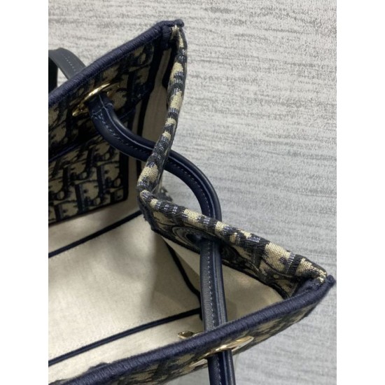 AAA Replica Dior Small/Large Dior Oblique Blue Jacquard Shopping Bag 1:1 Replica Dior Small/Large Dior Oblique Blue Jacquard Shopping Bag Knockoff