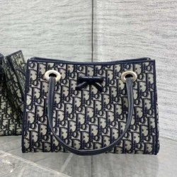 1:1 Replica Dior Small/Large Dior Oblique Blue Jacquard Shopping Bag Knockoff