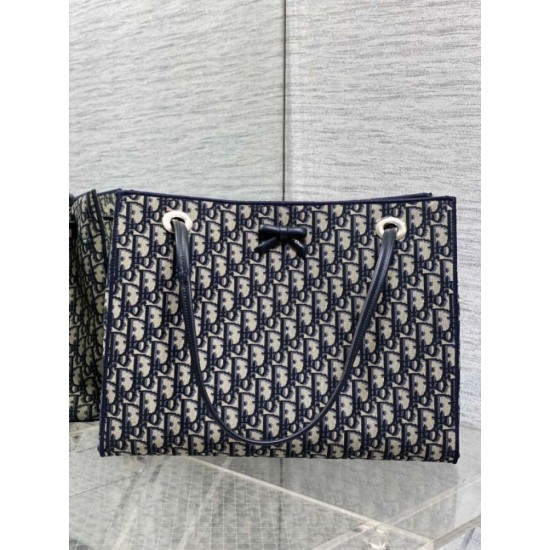 AAA Replica Dior Small/Large Dior Oblique Blue Jacquard Shopping Bag 1:1 Replica Dior Small/Large Dior Oblique Blue Jacquard Shopping Bag Knockoff
