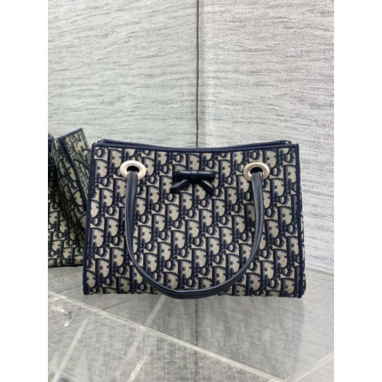 AAA Replica Dior Small/Large Dior Oblique Blue Jacquard Shopping Bag 1:1 Replica Dior Small/Large Dior Oblique Blue Jacquard Shopping Bag Knockoff