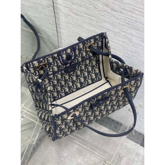 AAA Replica Dior Small/Large Dior Oblique Blue Jacquard Shopping Bag 1:1 Replica Dior Small/Large Dior Oblique Blue Jacquard Shopping Bag Knockoff