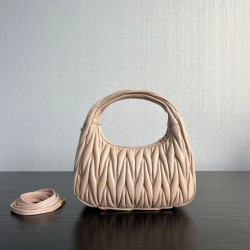 AAA Replica Miu Miu Wander Matelasse Mini/Small Hobo Bag in Beige 1:1 Replica Miu Miu Wander Matelasse Mini/Small Hobo Bag in Beige Knockoff