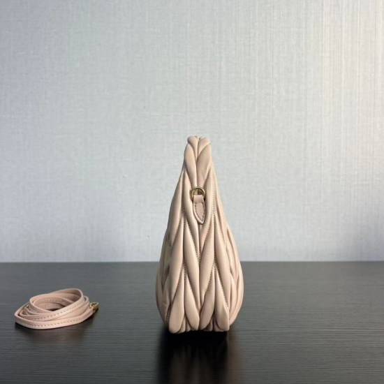 1:1 Replica Miu Miu Wander Matelasse Mini/Small Hobo Bag in Beige Knockoff