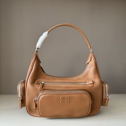 1:1 Replica Miu Miu Pocket Nappa 5BC189 Crossbody Bag in Caramel Knockoff